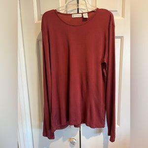 95% Silk ( & Spandex) SOFT Long Sleeve, Rust/ Terracotta Color Shirt
